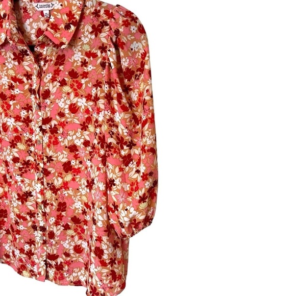 Nanette Lepore Floral Elbow Length Puff Sleeve Blouse - Picture 4 of 9